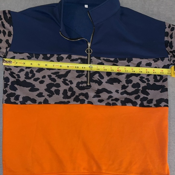 Women's Pull Over Animal Print Zip Sweatshirt Cheetah Leopard - Picture 4 of 6